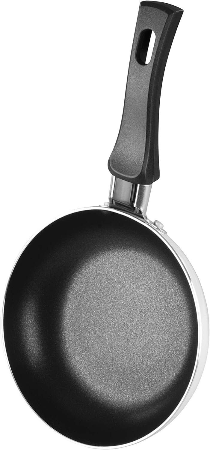 Compact Non-Stick Aluminium Frying Pan – 14cm Pan with Heat-Resistant Handle, Perfect for Single-Serving Cooking on Gas and Electric Hobs