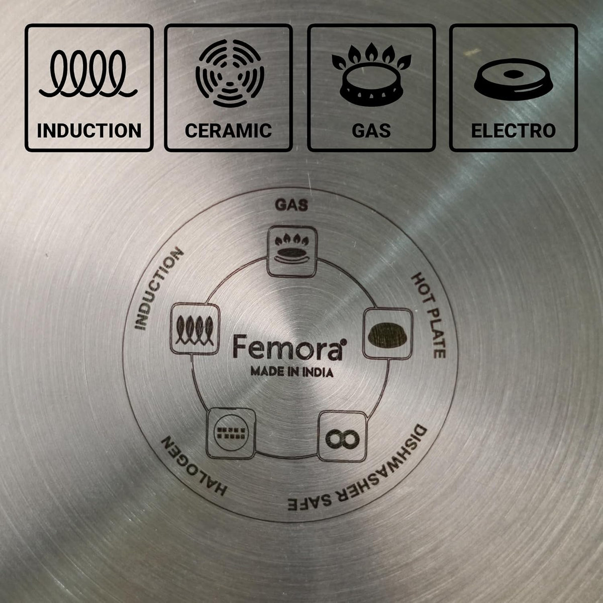 Femora Tri-ply Frying Pan 24 Cm Capacity 1.8 L Without Lid | Healthy Cooking | Induction Safe | Stain Resistant | Zero C