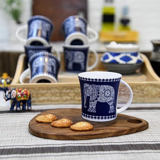Majestic Elephant Ceramic Coffee & Tea Cup Each - 100 g (Pack of 6)