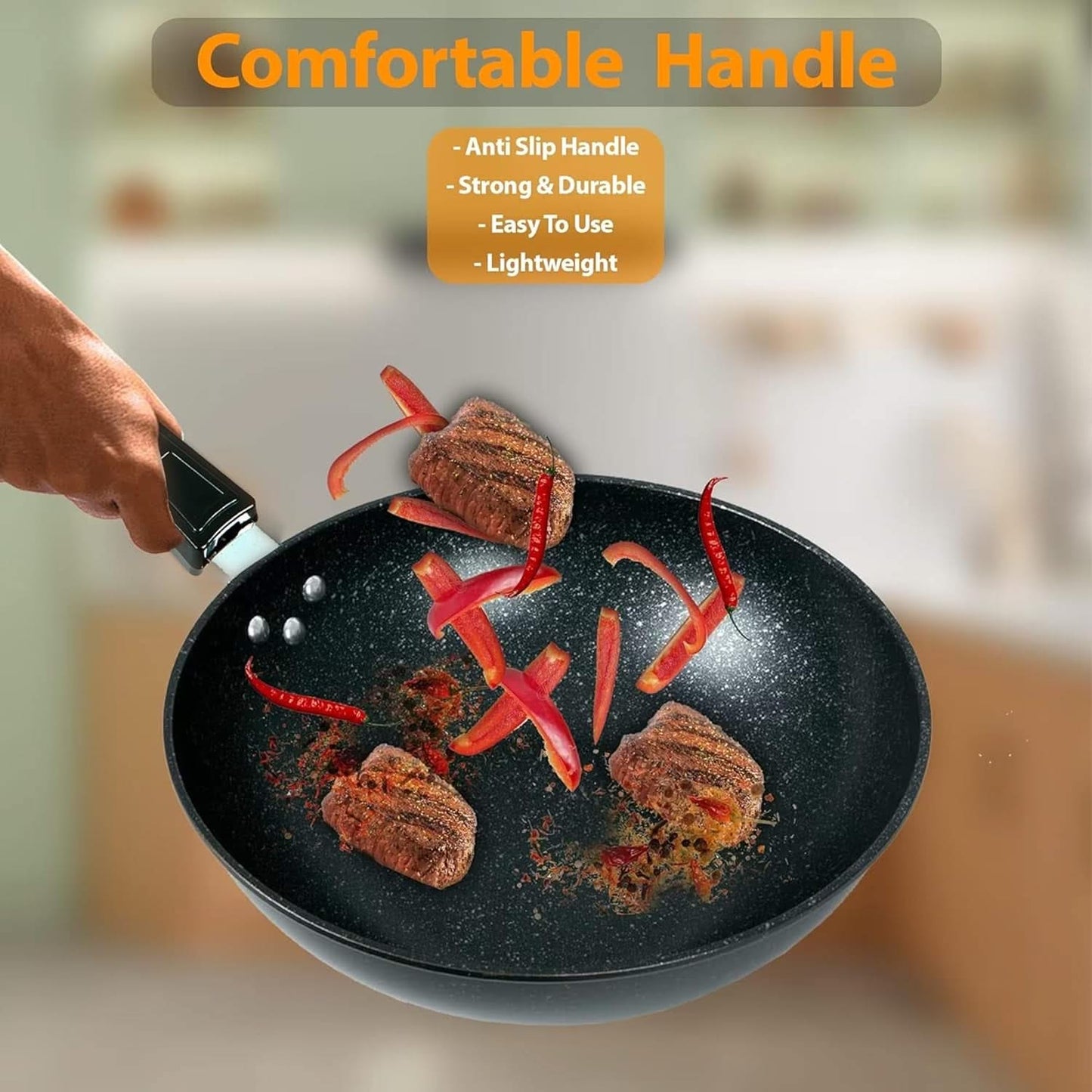 30cm Non-Stick Granite Frying Pan – Compatible with Induction, Electric, and Gas Hobs, Ideal for Omelettes and Everyday Cooking