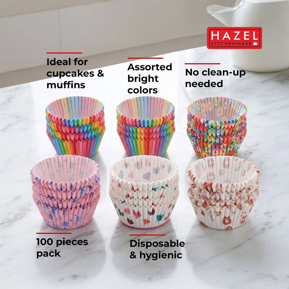 Paper Cake Muffin Cup Mould Disposable Baking Cups Pack of 100