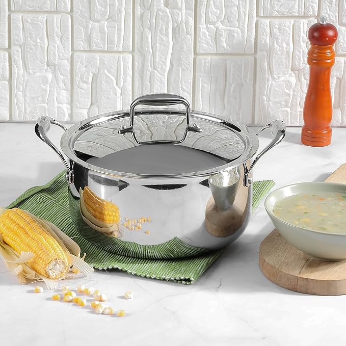 Triply Stainless Steel Saucepot with Lid - 1.8 L, 18 cm, 2.5 mm Thick, SAS Bottom, Biryani Pot