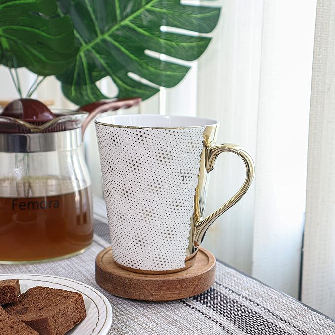 Ceramic White-golden Coffee Mugs, Tea Mugs, Ceramic Tea Cups, 330 ml, 1 Piece Set, Not Microwave Safe