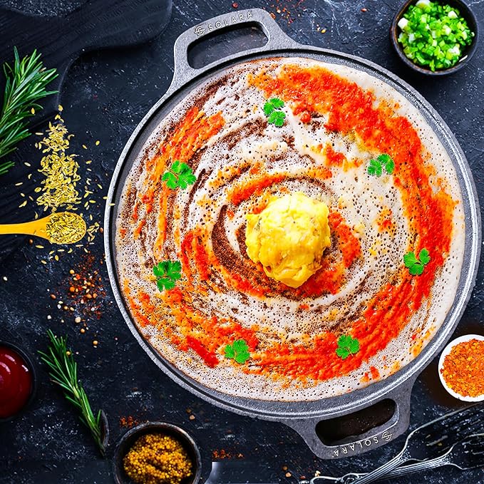 Cast Iron Tawa for Dosa 12 inch, 30 cm, Gas & Induction Friendly, Dosa Pan Cast Iron, Cast Iron Cookware