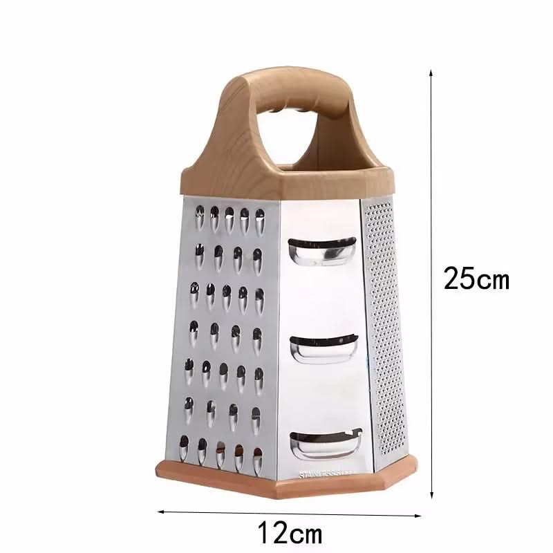 6-in-1 Stainless Steel Box Grater with Handle – Multipurpose All-in-One Shredder for Cheese, Vegetables, and More, Ideal for Grating, Slicing, and Zesting (Available in 25x12cm and 22x10cm Sizes)