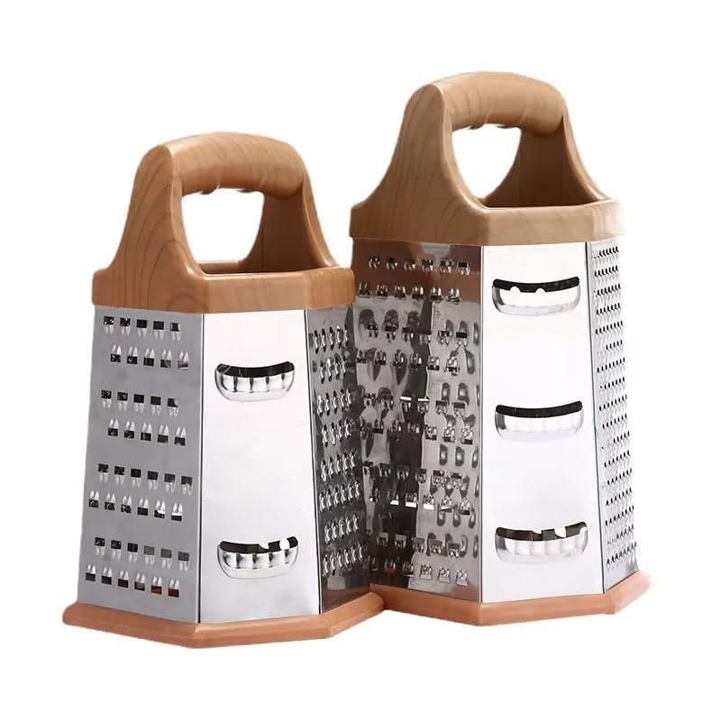 6-in-1 Stainless Steel Box Grater with Handle – Multipurpose All-in-One Shredder for Cheese, Vegetables, and More, Ideal for Grating, Slicing, and Zesting (Available in 25x12cm and 22x10cm Sizes)