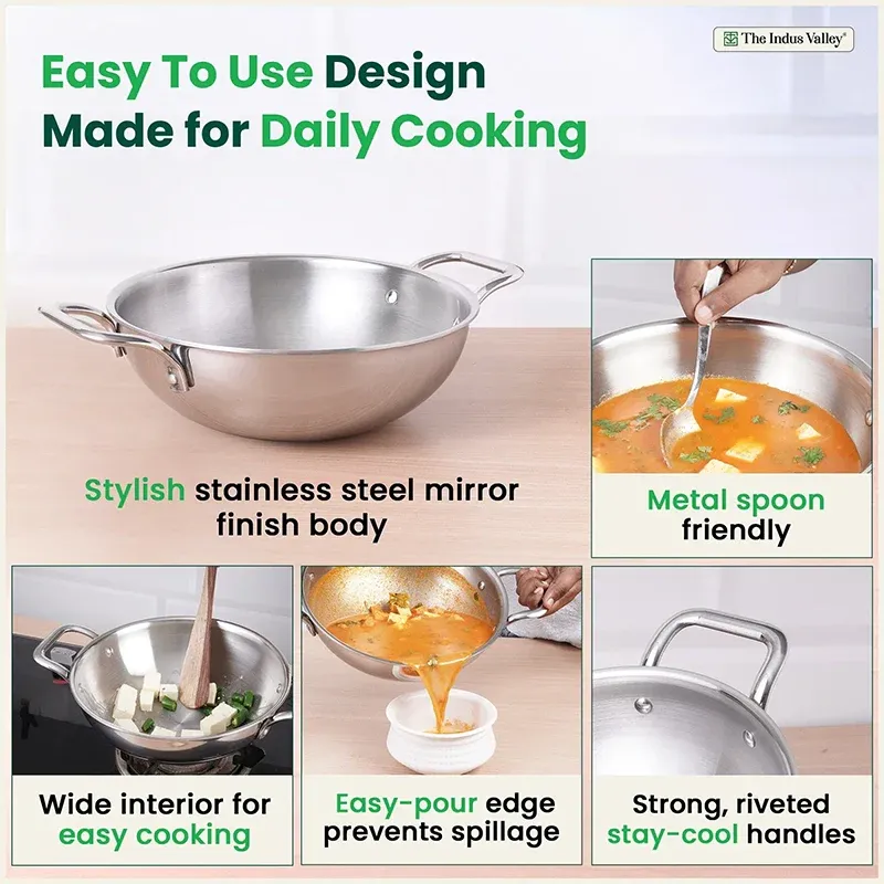 Stainless Steel Kadai with Free Flip