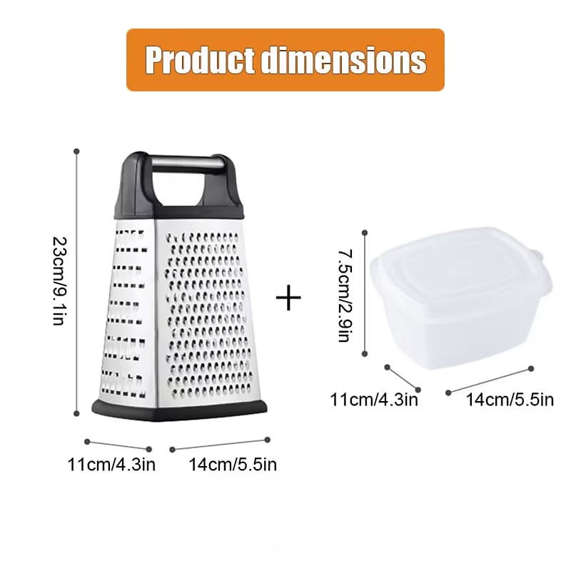 4-Sided Stainless Steel Grater with Storage Box Container - Perfect for Cheese and Vegetable Prep in the Kitchen