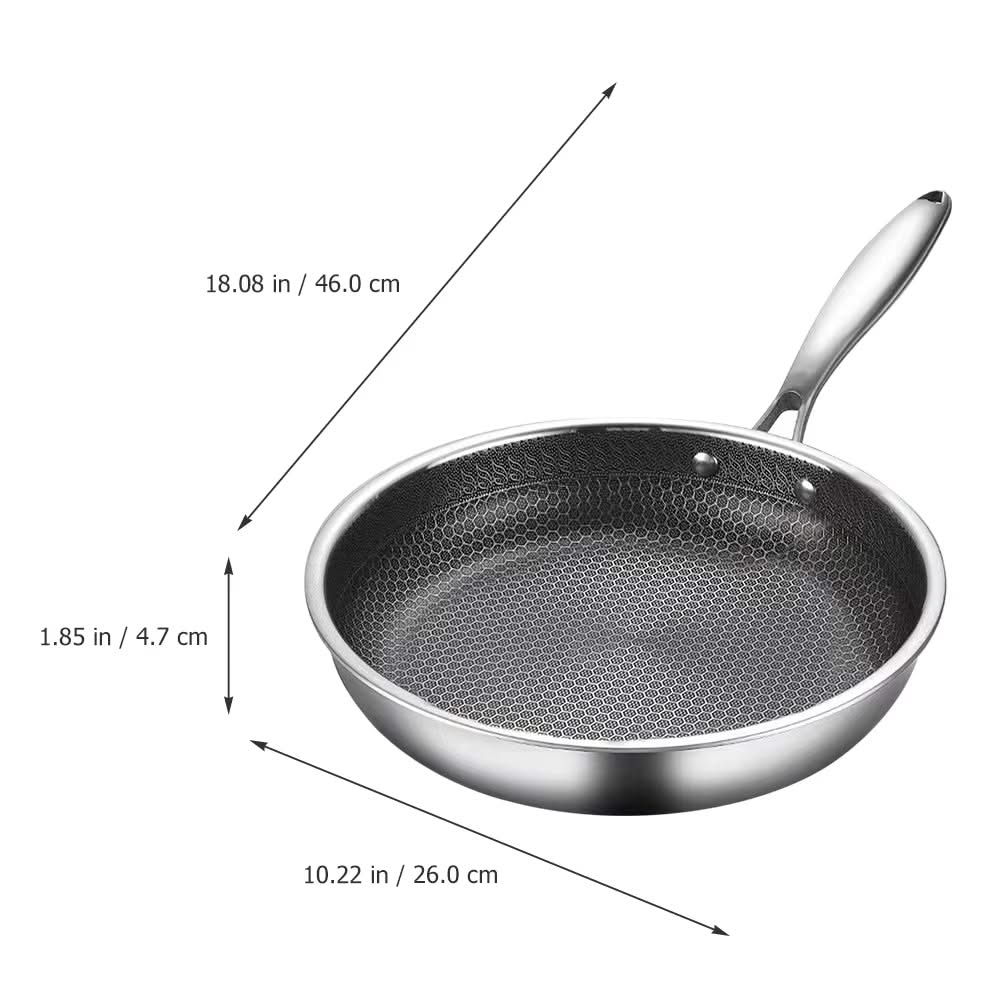 Honeycomb Grain Stainless Steel Frying Pan – Ideal for Frying and Stirring on Electric and Gas Stoves