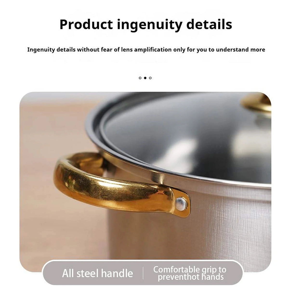 Golden Stainless Steel Cookware Set with Glass Lids & Silicone Utensils – 16 Piece Pots & Pans 18cm to 26cm – Perfect for Home Cooking & Dinner Parties