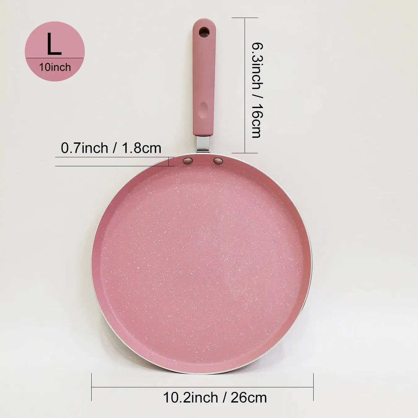Pink Non-Stick Flat Pan – Ideal for Flatbreads, Crepes, Pancakes, Tortillas, Eggs, Omelettes, Parathas, Roti, French Toast, Wraps, Tawa-Fried Fish, Quesadillas & Dosa – Available in 18cm, 22cm, 26cm Sizes Pink-26cm 18-26cm