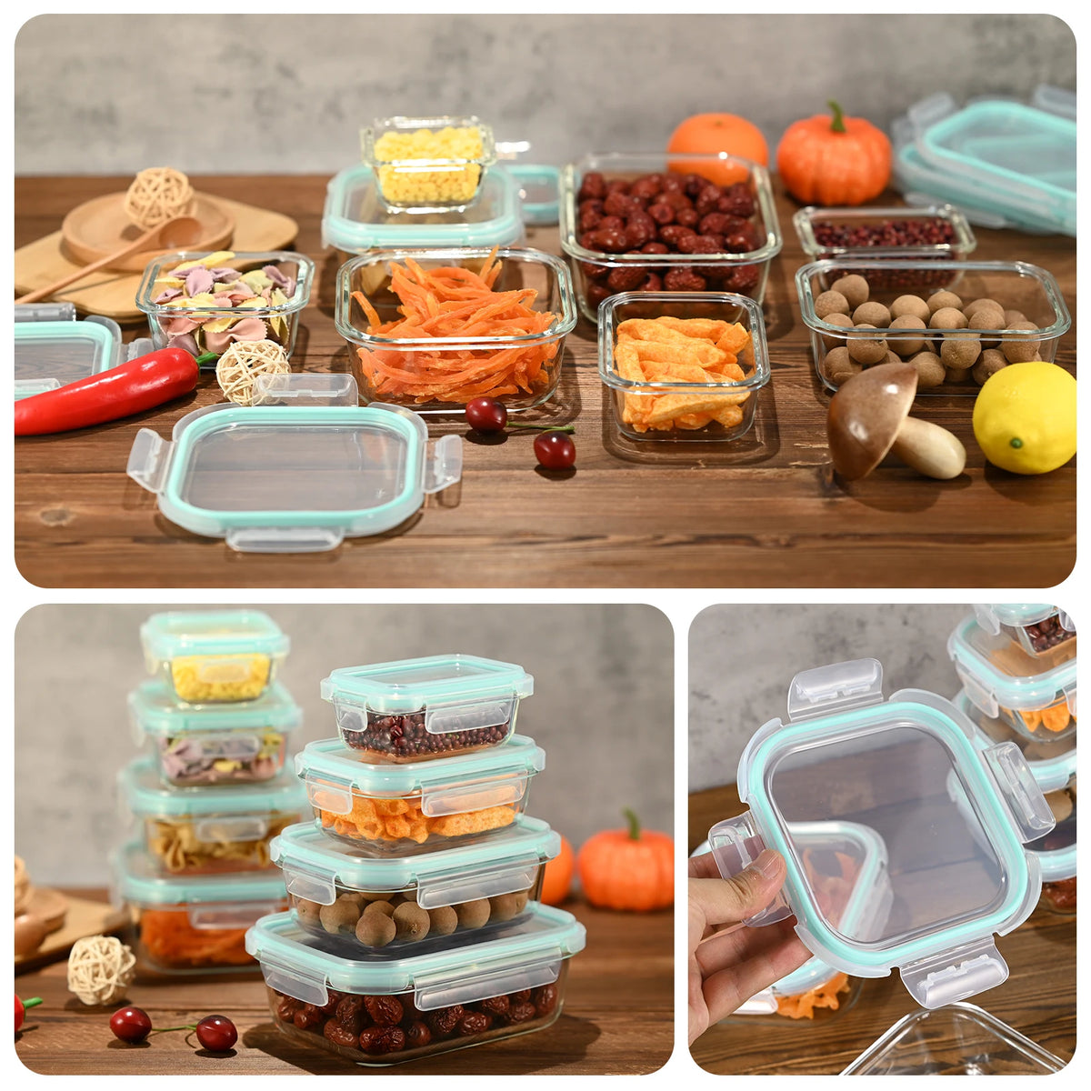 8 Piece Glass Food Storage Container Set with Sealed Lids – Multi-Size Meal Prep & Lunch Containers – Perfect for Pantry, Fridge & Food Preservation