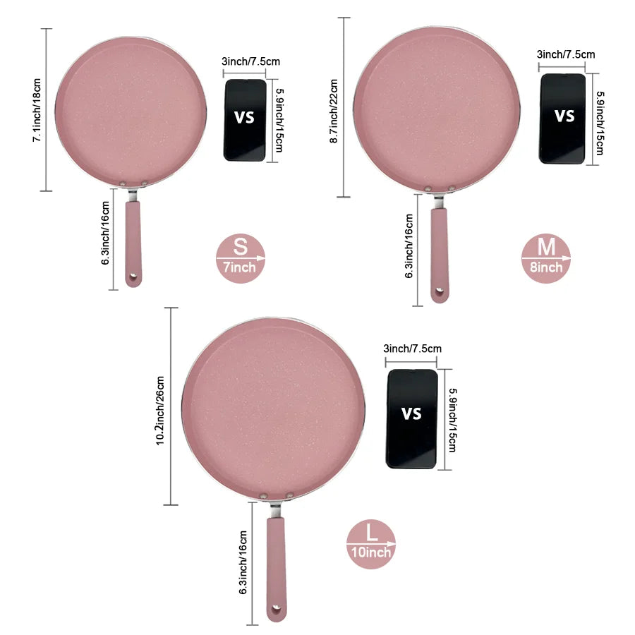 Blush Pink Non-Stick Flat Pan – Ideal for Flatbreads, Crepes, Pancakes, Tortillas, Eggs, Omelettes, Parathas, Roti, French Toast, Wraps, Tawa-Fried Fish, Quesadillas & Dosa – Available in 18cm, 22cm, 26cm Sizes