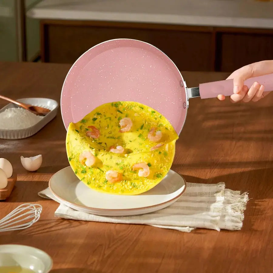 no matching Pink Non-Stick Flat Pan – Ideal for Flatbreads, Crepes, Pancakes, Tortillas, Eggs, Omelettes, Parathas, Roti, French Toast, Wraps, Tawa-Fried Fish, Quesadillas & Dosa – Available in 18cm, 22cm, 26cm Sizes