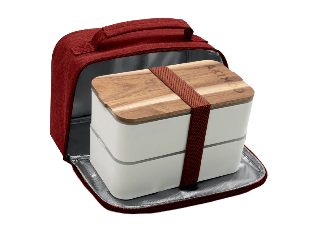 Polypropylene Food Storage Container Bento + Insulated Lunch Bag White Terracotta