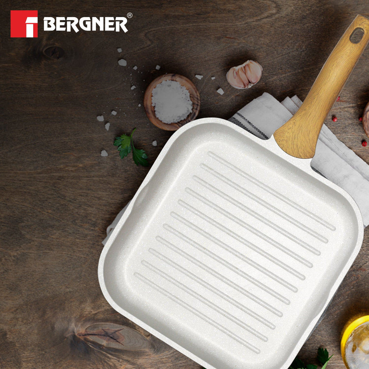 Naturally Cast Aluminum 26 cm Grill Pan Induction Bottom
