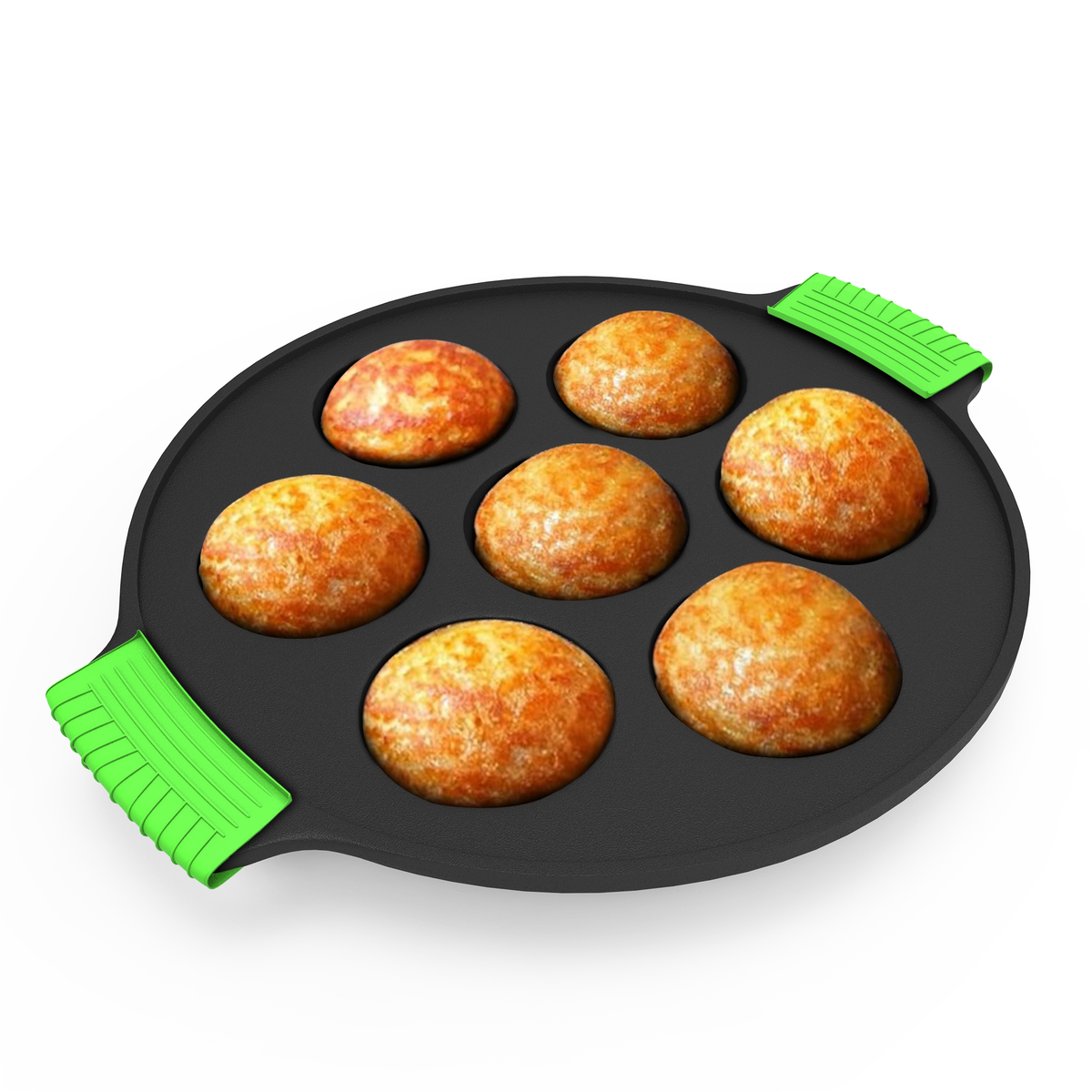 7 Pit Pre-Seasoned Cast Iron Paniyaram Pan With Silicon Handle