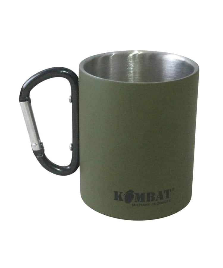 Stainless Steel Carabiner Mug - Olive Green
