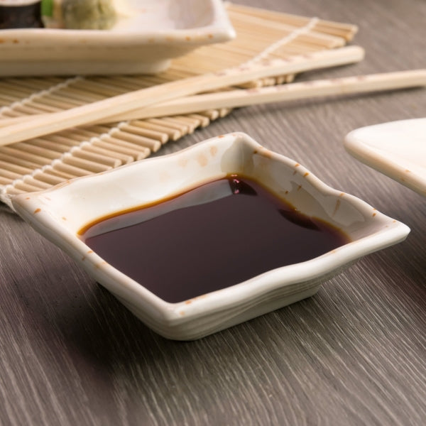 Asian-Style Melamine Wave Square Sauce Dish - Pack of 12