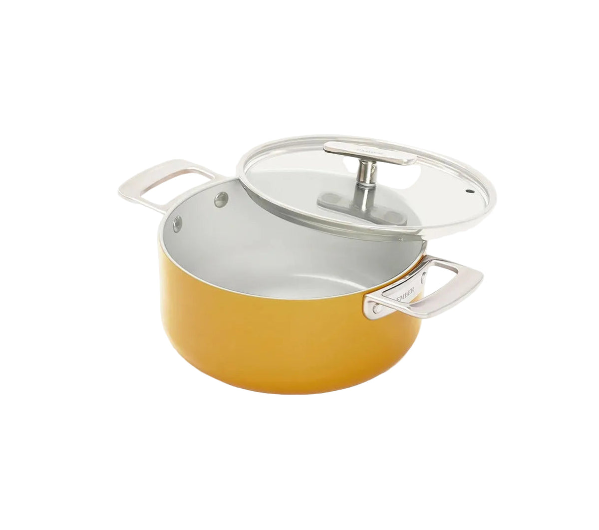Mini Dutch Oven 20 cm with Glass Lid Benares Gold Stainless Steel Handle