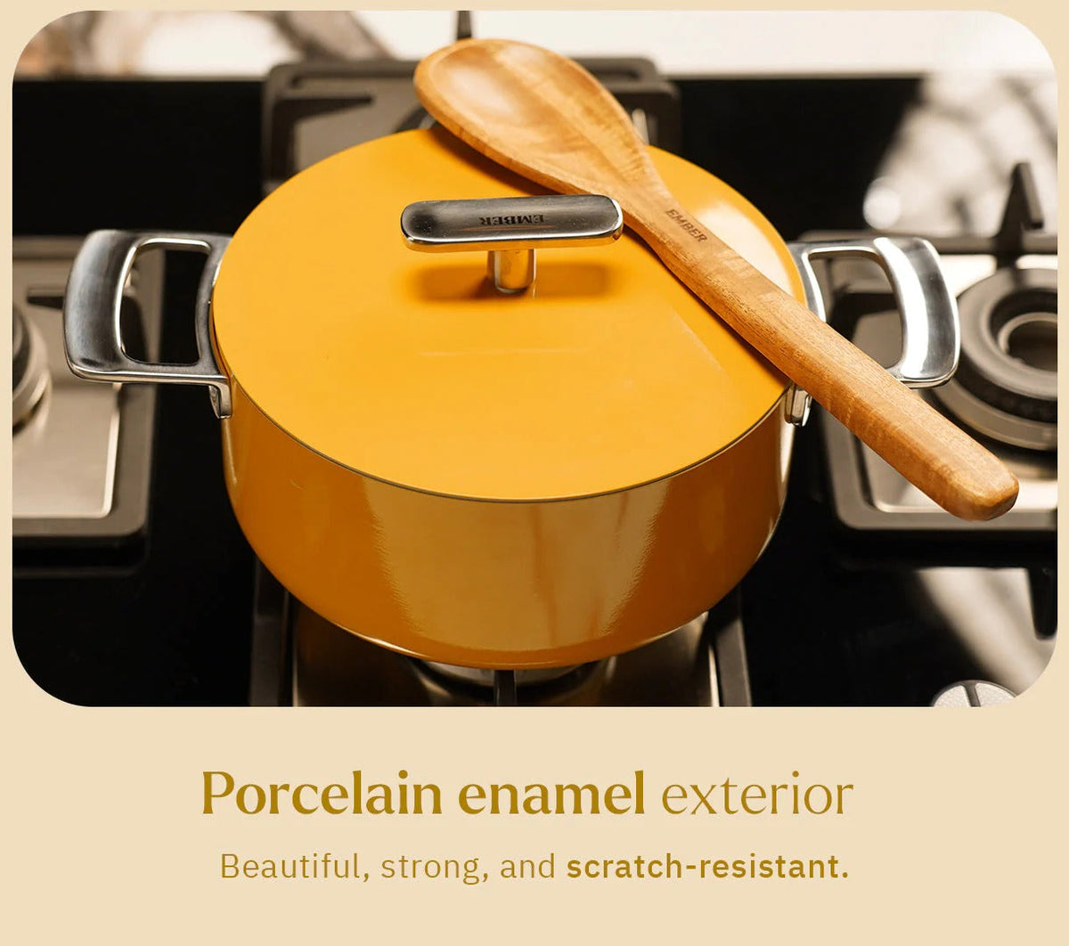 Mini Dutch Oven 20 cm Benares Gold Stainless Steel Handle Ceramic Non-Stick