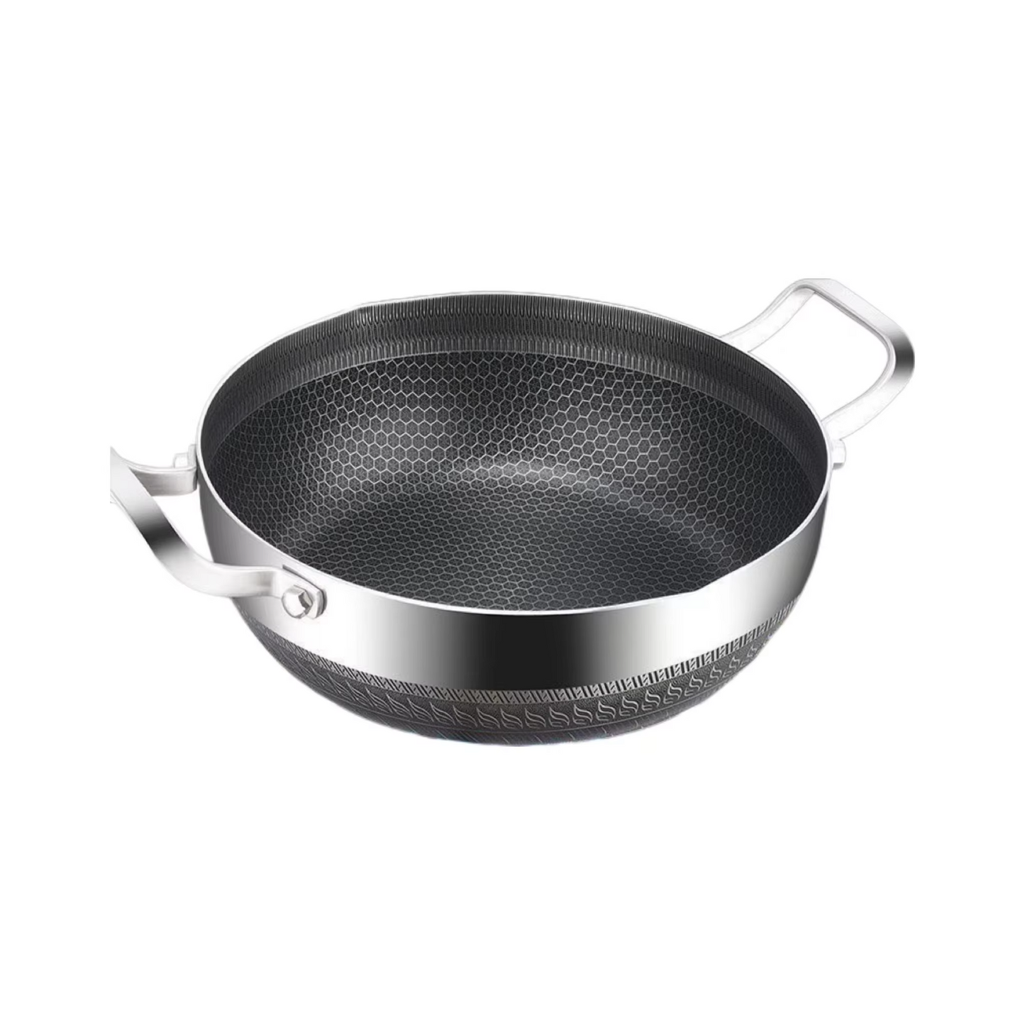 Honeycomb Stainless Steel Frying Pan & Soup Pot with Lid – Non-Stick Deep Cooking Pot for Frying, Stewing, Soup, Stock & Daily Cooking – For Gas & Induction – Available in 26cm, 28cm, 30cm