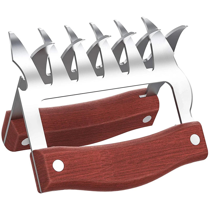 Stainless Steel BBQ Meat Shredder Claws with Wooden Handles – Pulled Meat Claws with Bottle Opener – Perfect for Shredding Chicken, Turkey & Beef – Available in 1 & 2 Pieces