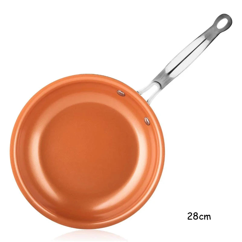 Ceramic Titanium Nonstick Aluminium Frying Pan – Copper Colour Round Egg Pan & Skillet – Best for Eggs, Omelettes, Steak & Fish – Available in 20cm, 24cm & 28cm