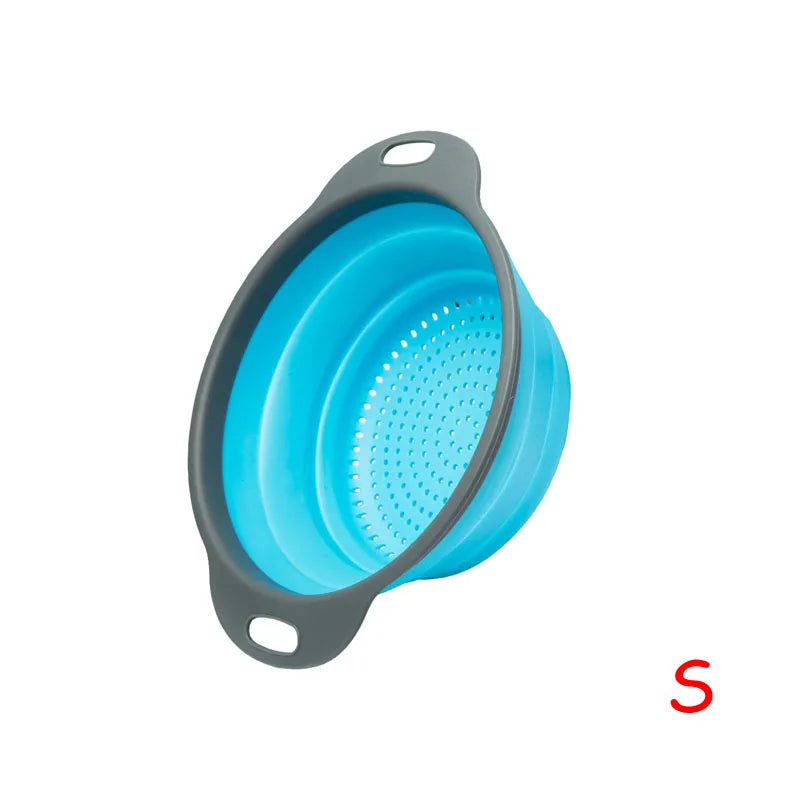 Round Folding Colander – Collapsible Fruit & Vegetable Washing Drain Basket – Best for Rinsing Produce & Draining Pasta – Available in Green, Red, Orange & Blue Colours