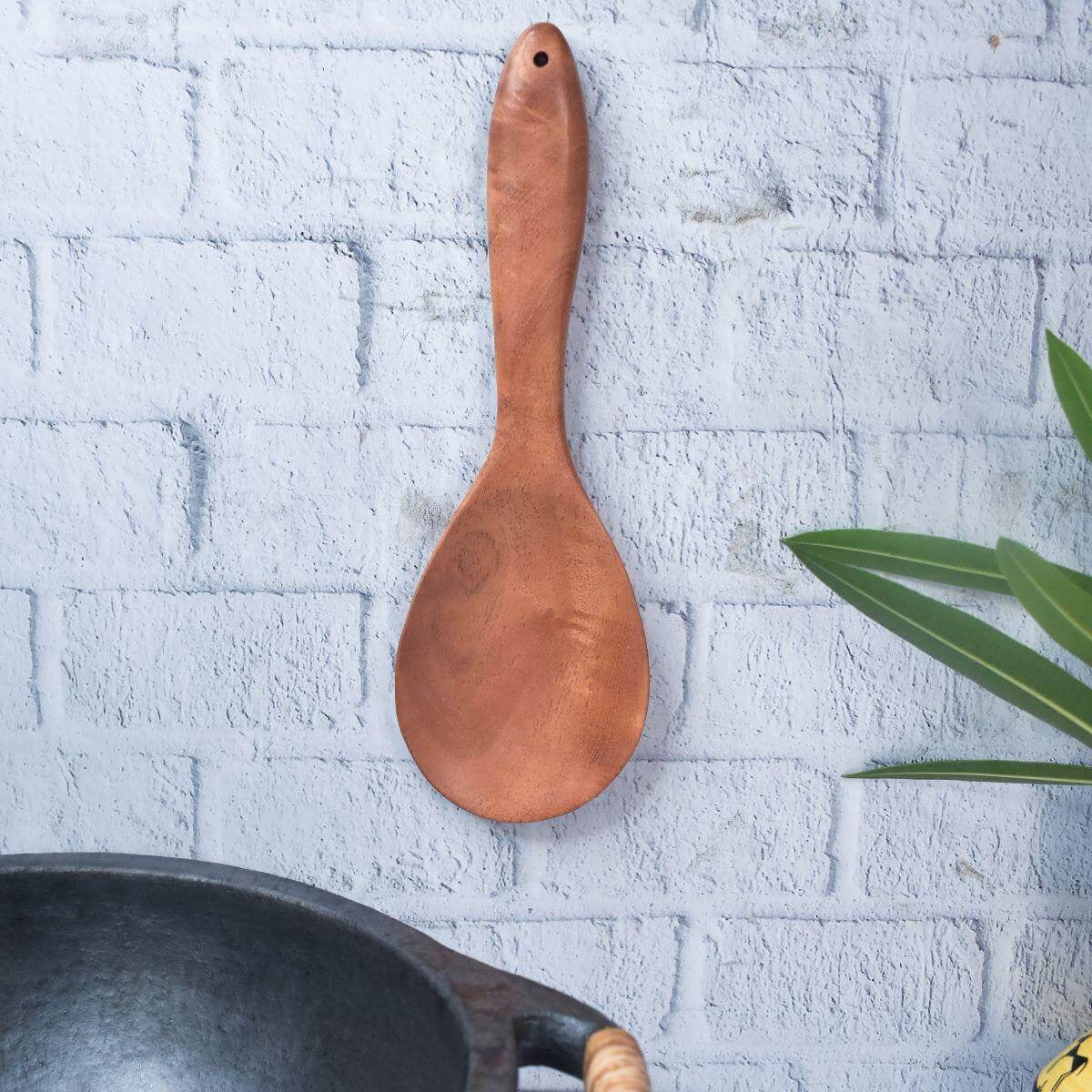 Neem Wood Ladle Rice Round