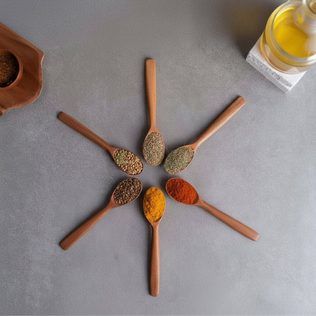 Neem Wood Spice Spoons Set of 6