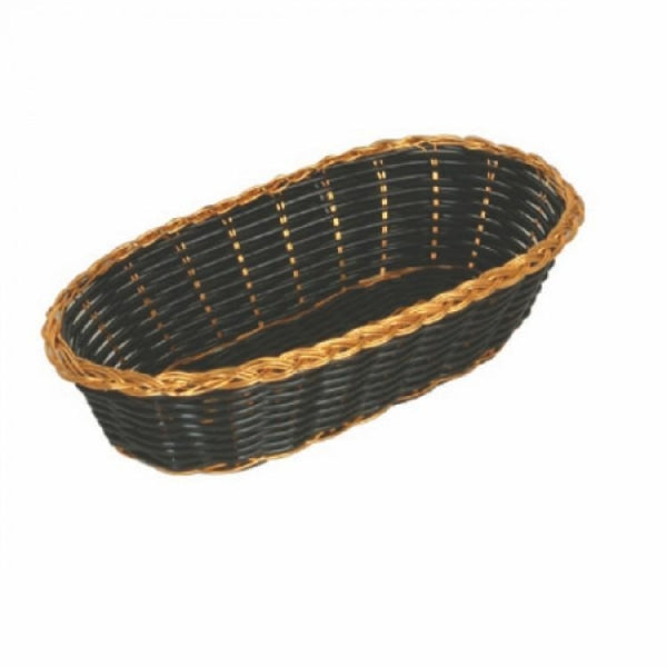 Oblong Plastic Basket Gold Black