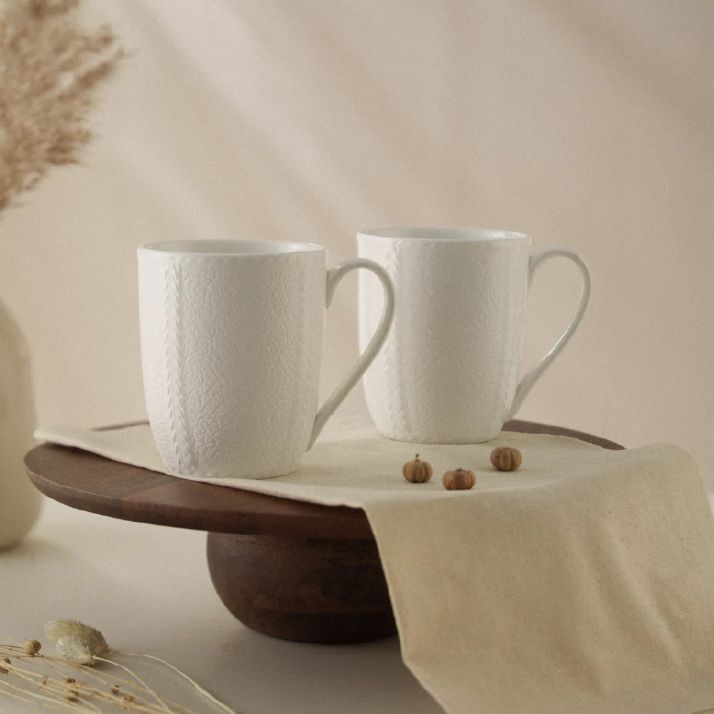 Porcelia Elva Mug Slate Set of 2 (350 ml×2) Ivory