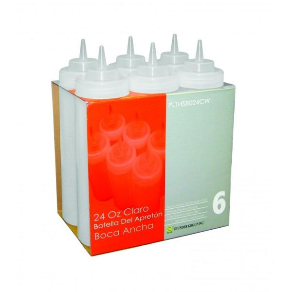 Wide Mouth Squeeze Bottle 25oz / 710ml Clear - Pack of 6