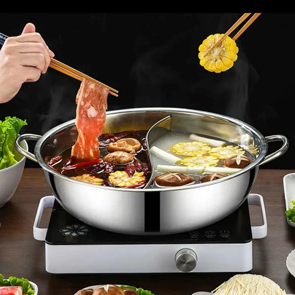 Divided Hot Pot – Stainless Steel Twin Soup Pot for Gas & Induction Hobs – Ideal for Hot Pot Parties & Family Dinners – Available in 28cm & 30cm