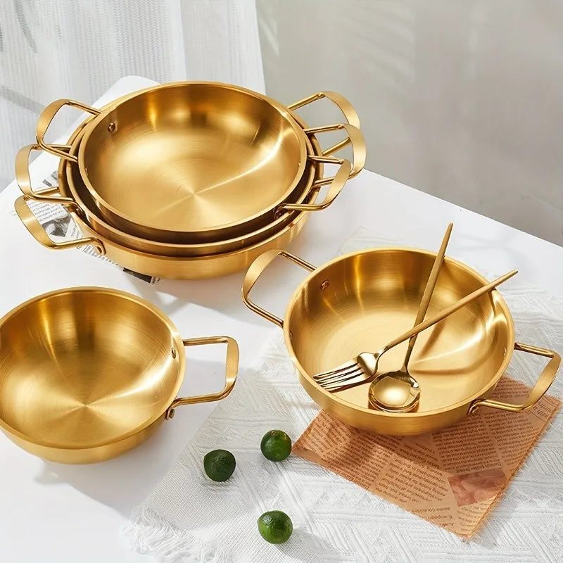 Golden Stainless Steel Noodle Pot – 19cm Single-Piece Multipurpose Pot for Kitchen Cooking