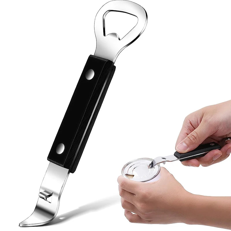 Stainless Steel Can Punch & Bottle Opener – Compact Manual Can Tapper – Great for Camping, Picnics & Everyday Use – Available in Camel & Black Colours