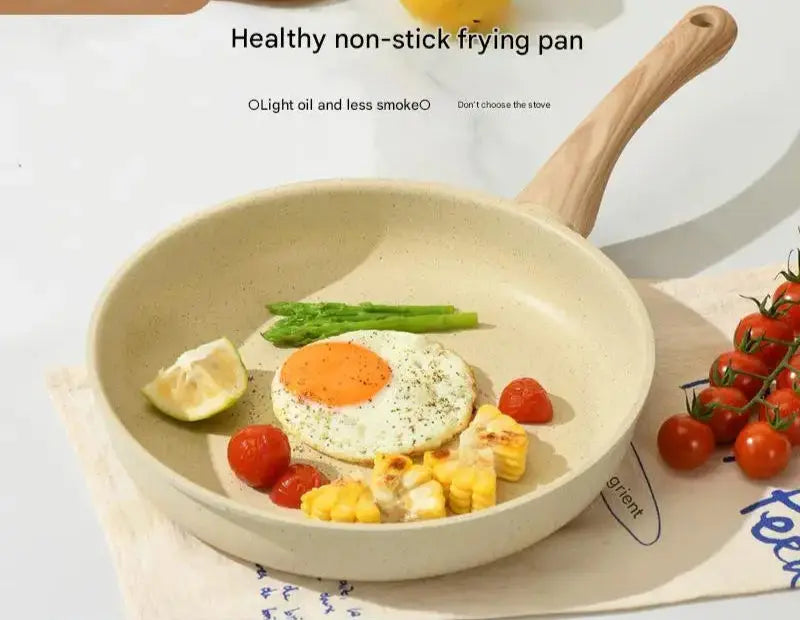Maifan Stone Coated Non-Stick Frying Pan with Comfortable Non-Slip Handle – Ideal Skillet for Eggs, Pancakes, Omelettes, Sautéing, Sauces, Searing, Stir-Fry & One-Pan Meals – Compatible with Induction & Gas Stoves – Available in 22cm, 24cm, 26cm & 28cm light yellow