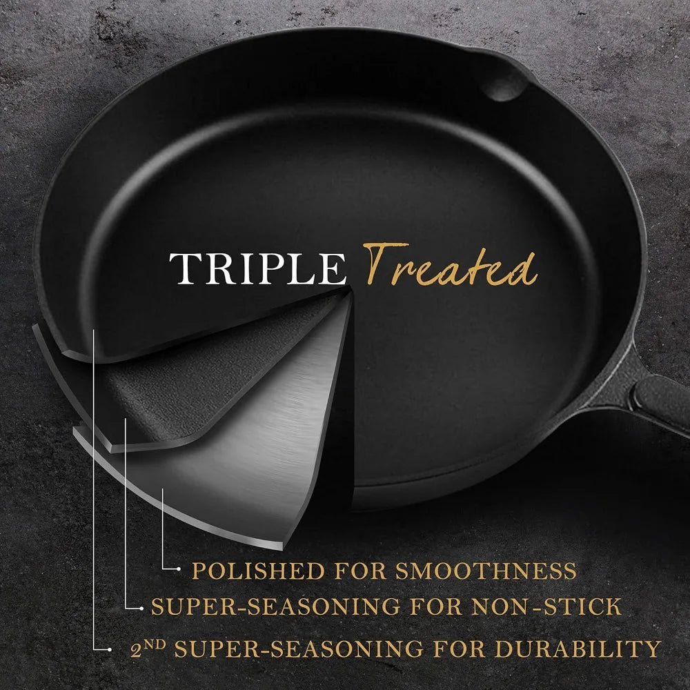 Pre-Seasoned Cast Iron Skillet – 25cm Non-Stick Frying Pan for Searing, Sautéing, and Everyday Cooking (Black)