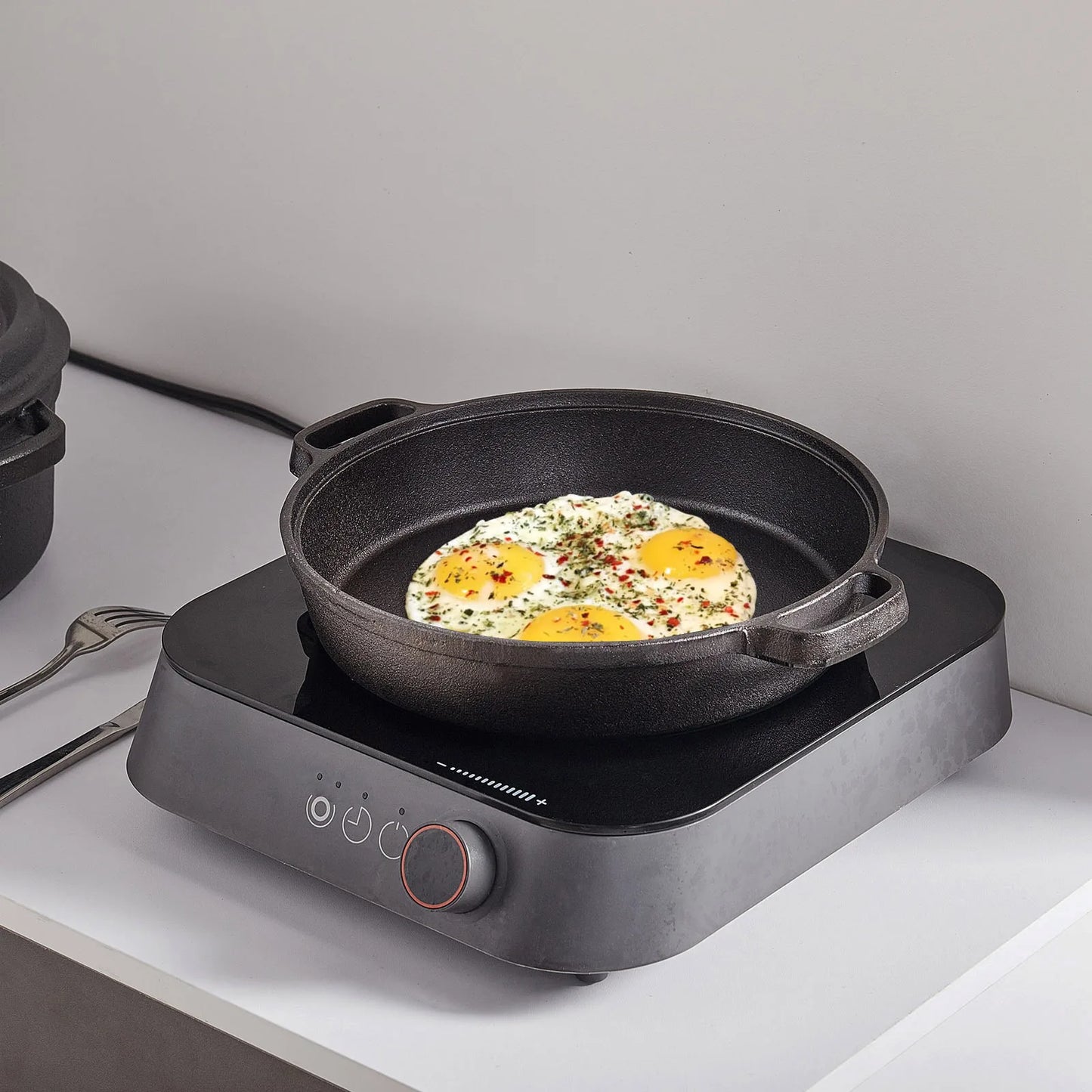 Pre-Seasoned Cast Iron Skillet 23cm, Oven & Stovetop Safe