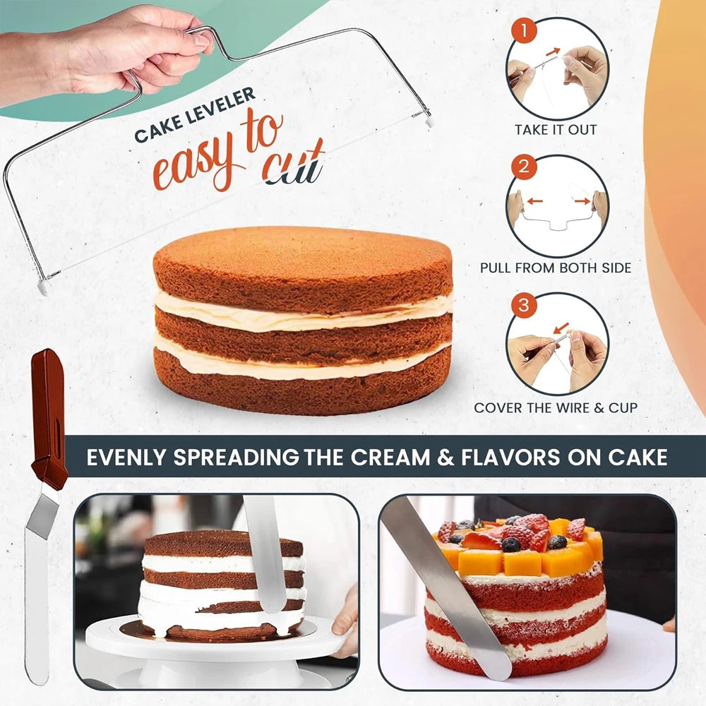 103 Piece Cake Baking Set with 3 Springform Pans – 4, 7 & 9 Inch Non-Stick Tins with Piping Tips, Liners & Scrapers – Best for Layer Cakes & Cheesecakes