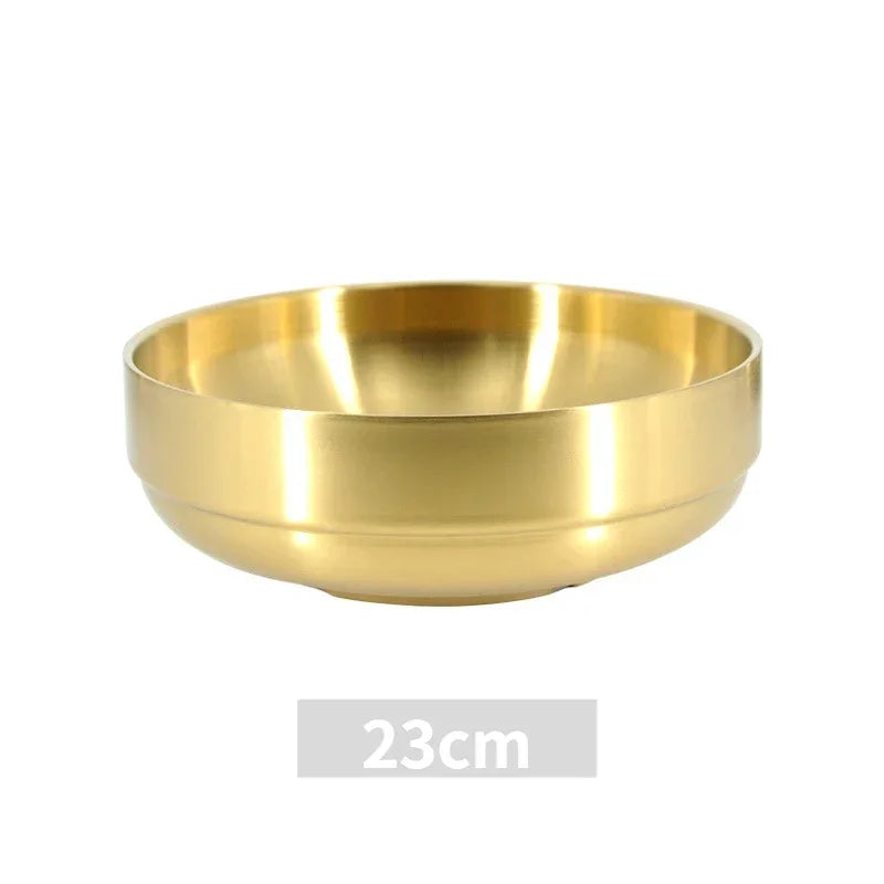 Golden Stainless-Steel Bowl – Ideal for Ramen, Rice, Soups, Noodles, & Salad, Made from Premium 304 Steel (Available in 19cm, 21cm, 23cm)