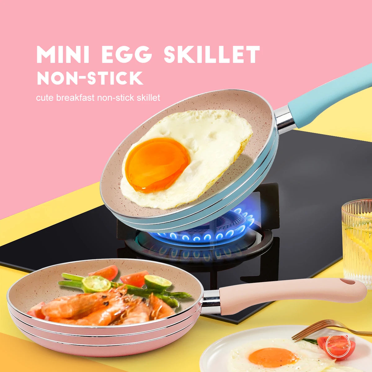 . Non-Stick Mini Frying Pan – Mini Skillet for Eggs, Pancakes, Omelettes, French Toast, Hash Browns, Sausages, Scrambled Eggs, Breakfast Burritos, Grilled Sandwiches & Daily Cooking – Available in 16cm in Green & Blue