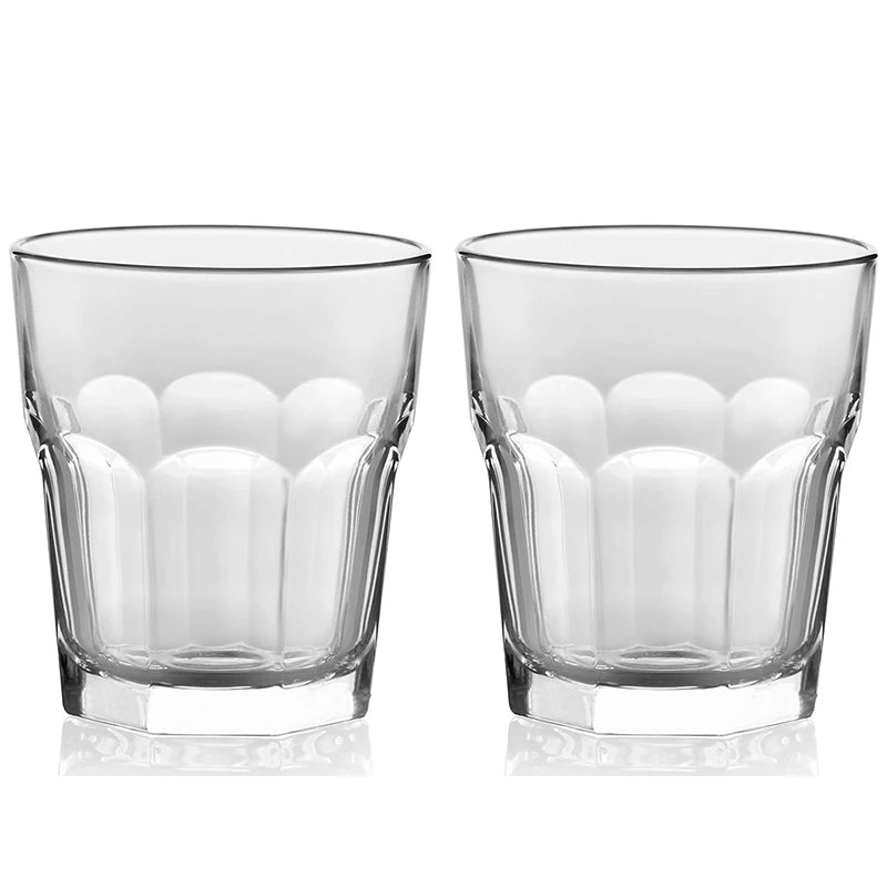248ml Stackable Square Drinking Glasses – Reusable Glass Tumblers – Ideal for Water, Juice, Milk & Coffee – Available in 1 & 2 Pieces