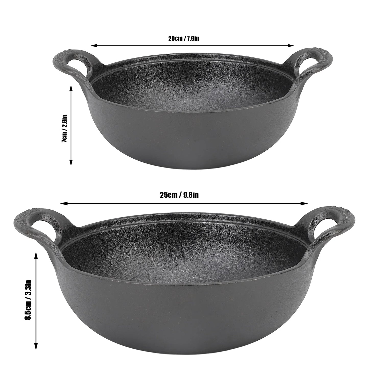 Pre-Seasoned Cast Iron Pan with Wooden Lid – Double-Handle Old-Fashioned Multifunctional Cooking Pot for Stews, Soups & Stir Fry (Available in 20cm, 25cm Sizes)