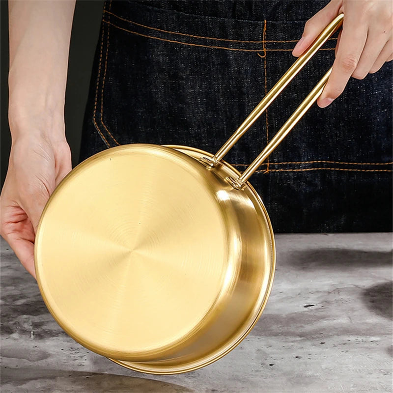 Golden Stainless Steel Saucepan – Multipurpose Pot for Milk, Eggs, Noodles, and Everyday Cooking on Flat Cookers