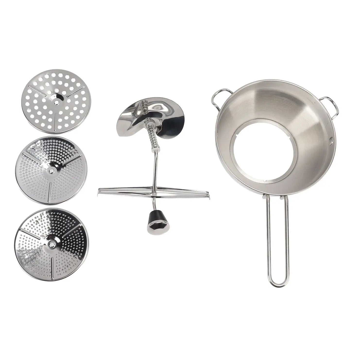 Stainless Steel Food Mill with 3 Interchangeable Discs – Manual Masher & Rotary Sieve/Strainer for Purees, Sauces, Soups, Potatoes, Vegetables, Garlic, Strawberry Jam & Baby Food – Durable & Easy to Use