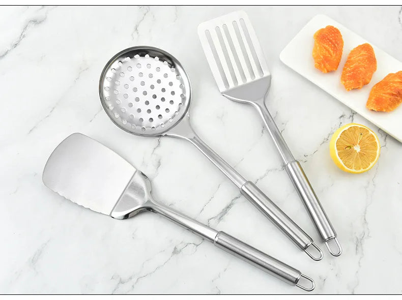 11-Piece Stainless Steel Kitchen Utensils Set – Durable & Heat-Resistant for Daily Cooking