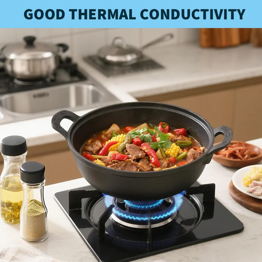 Small Forged Cast Iron Wok – Handmade Deep Stir-Fry Pan with Thick Walls – Perfect for Single Portions, Noodles & Fried Rice (20cm)