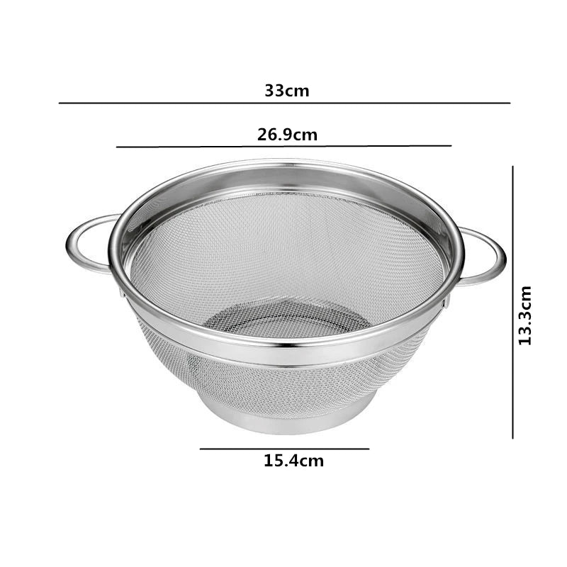 304 Stainless Steel Colander with Handles – Pasta Strainer Bowl – Ideal for Draining Pasta, Spaghetti, Vegetables & Fruit – Available in Small, Medium & Large